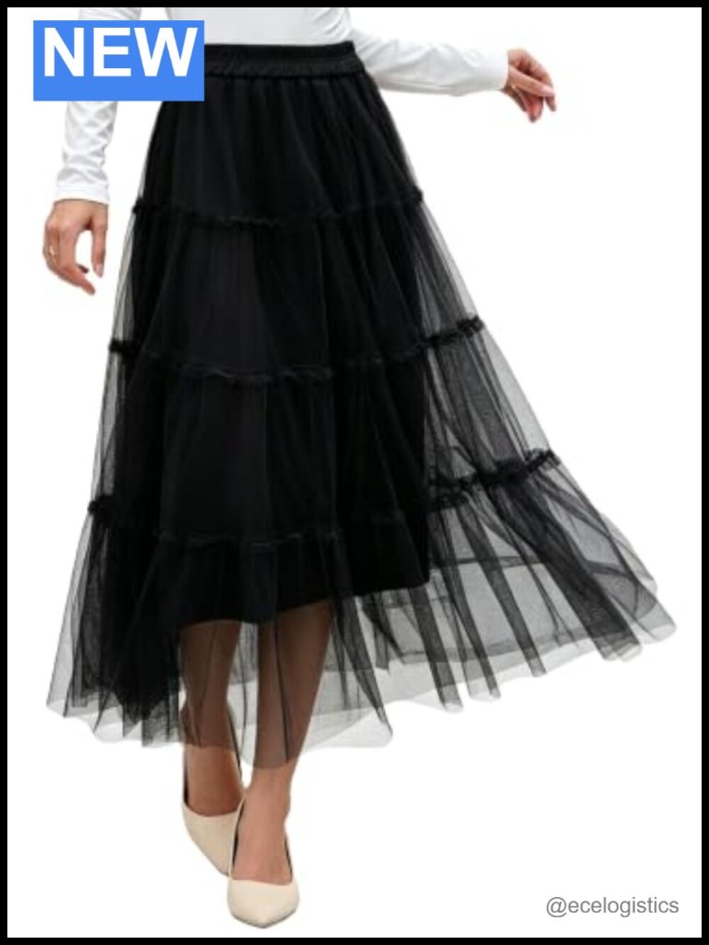 Women's High Waisted Flowy Layered Tulle Maxi Skirt